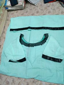 Teal Kurta with Black Trim