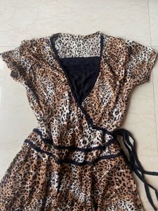 Y2k vintage leopard print dress