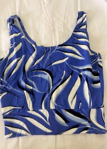 Blue Leaf Print Tank Top