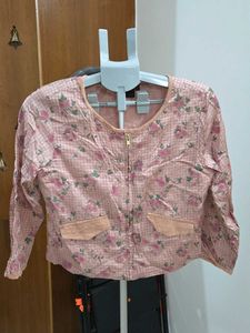 Morpankh Floral Print Zip-Up Blouse