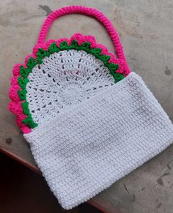 Handmade Crochet  Bag with Flowers
