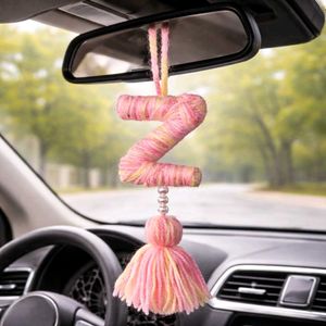 Handmade Yarn Letter 'Z' Car Charm with Tassel