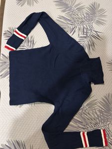 Navy Blue Ribbed Turtleneck Sweater