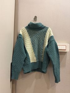 Chic Color Block Turtleneck Sweater