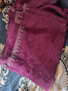 Elegant Burgundy Saree