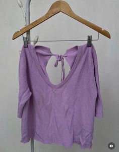 Lavender V-Neck Knit Top