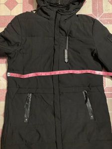 Black Padded Winter Parka Jacket