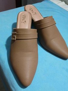 Stylish Brown Heeled Mules