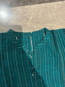 Teal Striped Kurta