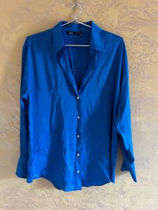 Vibrant Blue Zara Button-Up Shirt