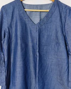 Denim blue Top For Wo