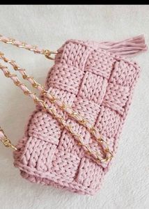 fixed price Handmade Chic Pink Woven Clutch Bag