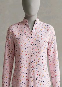 Pink Polka Dot Button-Up Shirt