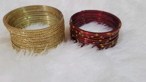 Set of 20 Red &amp; Gold Bangles