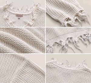 DISTRESSED V-NECK KNIT SWEATER.