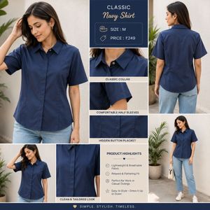 Classic Navy Blue Short Sleeve Shirt