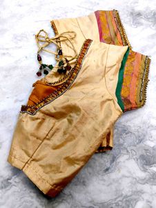 Cream Colour Pure Kanjeevaram Silk Blouse