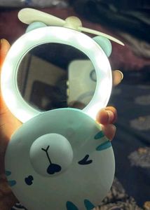 Cute Bear LED Cosmetic Mirror with mini fan