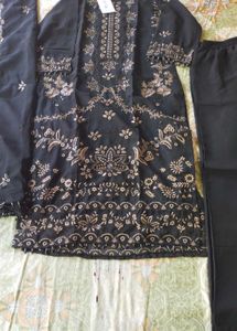 Elegant Black Embroidered Kurta Set