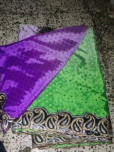 crape Gorgeous Green &amp; Purple Saree
