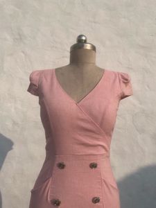 Chic Pink Double-Breasted Dress