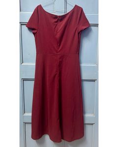Urbanic Maroon Ruched Fit &amp; Flare Dress