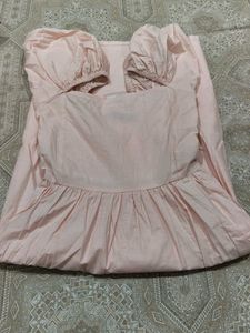 Zara Pink Puff Sleeve Mini Dress
