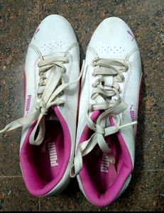 Puma White &amp; Pink Sneakers
