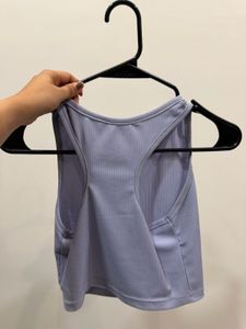 Women’s Light Blue Ribbed Racerback Crop Tank Top