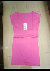Vibrant Pink Crop Top &amp; Mini Skirt Set