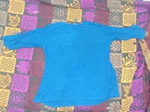 Blue Embroidered Tunic Top