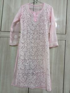 Premium Baby Pink Chikankari Kurti