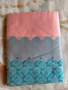 Elegant Pink &amp; Blue Silk Saree