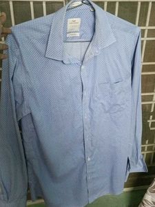 Men's Blue Patterned Dress Shirt