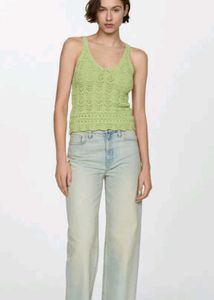 MNG Green crochet Top