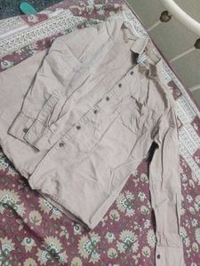 Men's Beige Button-Down Shirt