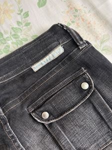 Women's Dark Wash Cargo Flare Jeans