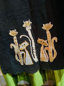 Whimsical Cat Applique Skirt