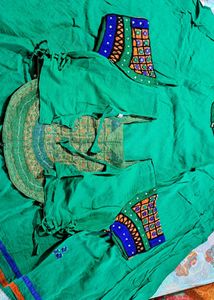 Green Embroidered Kurta Set