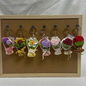 Crocheted Flower Bouquet Keychain
