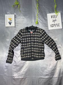 Black Palm Tree Print Bomber Jacket