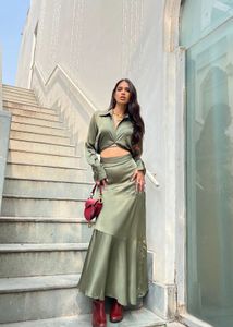 Satin Ruffle Skirt
