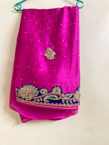 Pink Saree with Embellished ( no blouse )