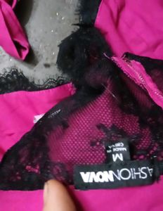 Hot Pink Lace Halter Bra Top