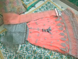 Designer Peach Lehenga Choli