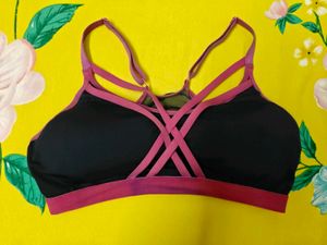 Stylish Black & Pink Sports Bra