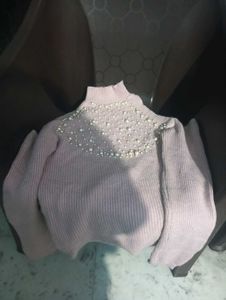 Pink Pearl Embellished Sweater