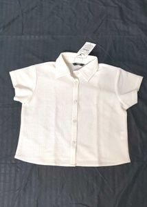 Stylish White Short Sleeve Button-Up Shirt