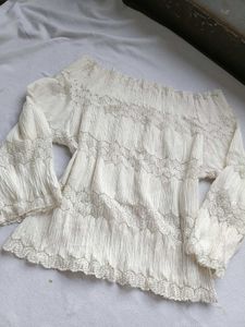 Boho Off-Shoulder Textured Top