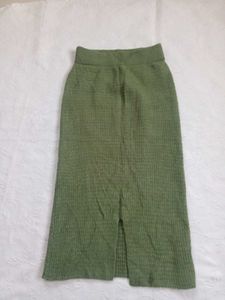 Olive Green Textured Knit Skirt